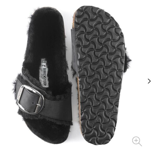 Birkenstock Madrid‎ Big Buckle Shearling Black 36 US 5 NWT IN BOX - Picture 8 of 15